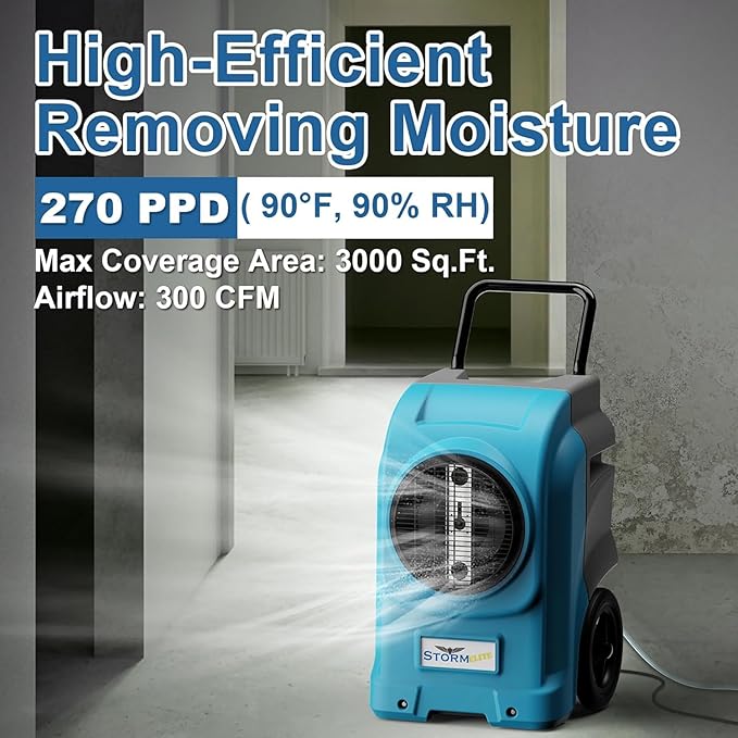 ALORAIR 270 PPD LGR Commercial Dehumidifier with Pump & Drain Hose, Portable Industrial Dehumidifiers with Wheels for Water Damage Restore, Basement, Garage, 6 Years Warranty