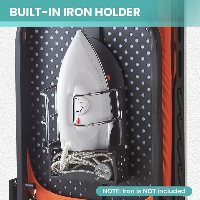 Seiritex Wall Mounted Ironing Board with Iron Holder, 42x14 Compact Mount Foldable Ironing Board for Small Spaces, Space Saving with Cotton Fabric Cover and Silicone Iron Rest