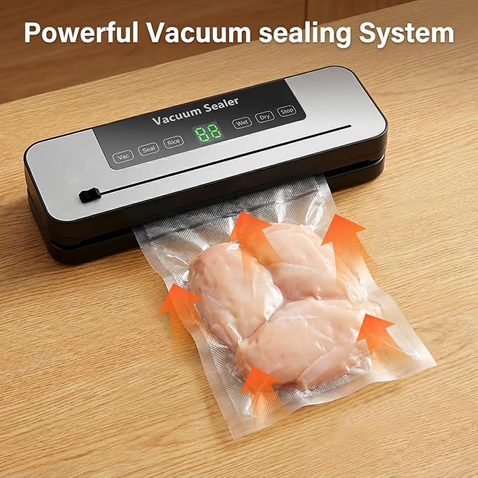 Food Sealer Vacuum Sealer Machine with 30 Bags, Built-In Cutter, 6-in-1 | Automatic, Compact Wet & Dry Food Saver Vacuum Sealers for Meat, Seal a Meal, Freezer Food Storage