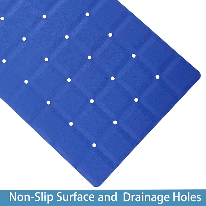 Webos Foldable Silicone Bathtub Mat: Jumbo Size Heavy Duty Safety Bath Mat for Tub Without Suction Cups Non Slip Bath & Shower Mat for Textured, Reglazed, Refinished Tub (Navy Blue, 35.8 x 17.7)