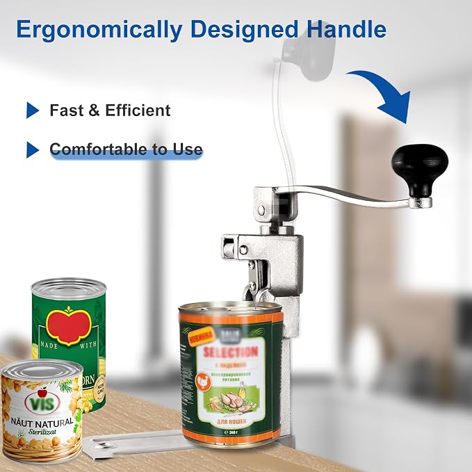 Commercial Can Opener Heavy Duty for 11100, Industrial Can Opener for 10 Cans, Manual Can Opener with Plated Steel Base Stainless Steel Blade for Cans Up to 11” Tall