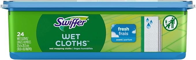 Swiffer Sweeper Wet Mopping Cloths, Mop and Broom Floor Cleaner Refills, Open Window Fresh Scent 24-Count (Pack of 6) (Packaging May Vary)