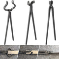 Blacksmith Tongs Knife Making Tongs Set Flat Tongs, Blade Tongs & V-Bit Tongs Assembled Bladesmith Steel Forge Tongs Anvil Blacksmithing Tongs (3 Tongs)