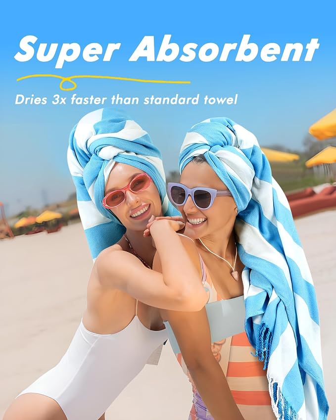 Genovega 6 Packs Oversized Turkish Beach Towel 74"x38" Thin Quick Dry Sand Free Pool Swim Towels Large XL Adult Clearance Blanket Travel Vacation Accessories Essentials Multi Stripes Pink