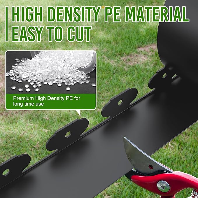4 Inch Tall 102FT Landscape Edging with 110Pcs Metal Spikes, Plastic Garden Edging Border Landscape Edging Lawn Edging for Landscaping, Flower Bed, Paver, Yard