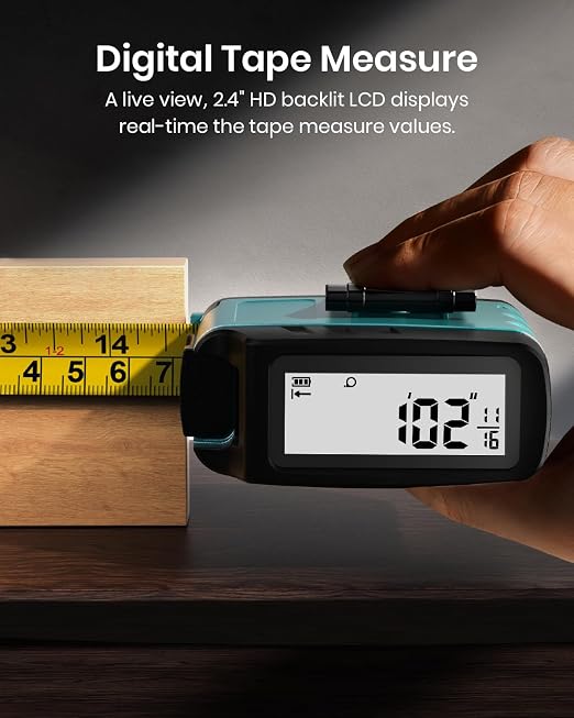 MILESEEY DT20 Digital Laser Tape Measure,131Ft Laser Distance Meter & 16Ft Digital Tape, Rechargeable, 1/16" Accuracy, Large Backlit Display, Ft/In/M/CM/MM Units, Area Volume for Home DIY Construction