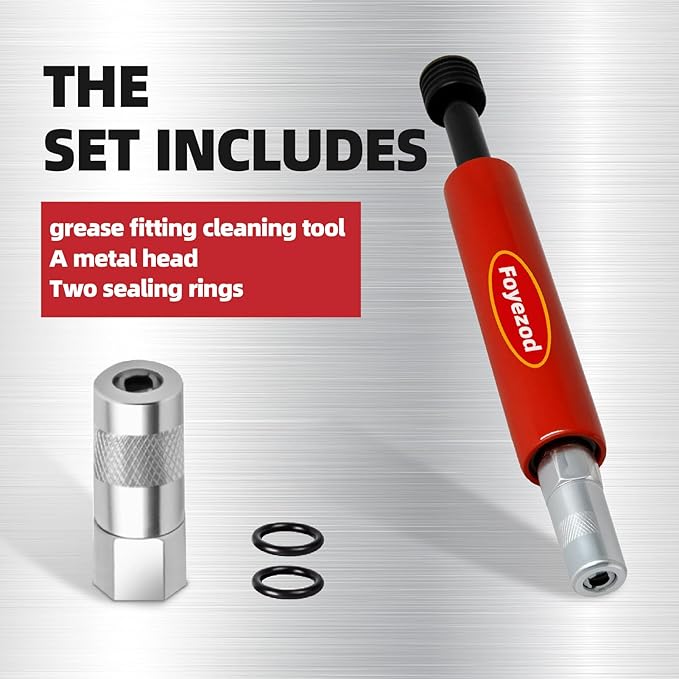 Grease Fitting Cleaning Tool, Grease Zerk Cleaner for Trucks, Tractors, Heavy Equipment - Removes Old Dried Grease from Fittings, Pins, Shafts, Bushings (Red)