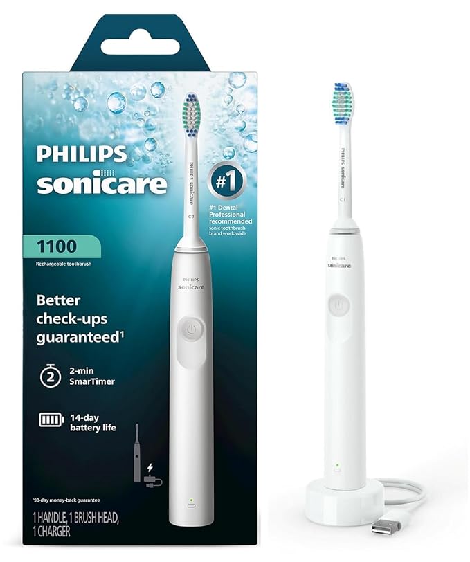 Philips Sonicare DailyClean 1100 Rechargeable Electric Power Toothbrush, White, HX3411/04