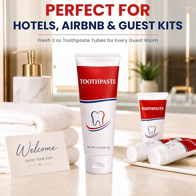 YACHT & SMITH 100 Pack Bulk Toothpaste Tubes, 2 oz Fluoride Mint Toothpaste, Wholesale Travel Size Oral Care Supplies
