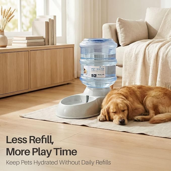 Flexzion Gravity Pet Water Dispenser Drinking Station for Dogs Cats (3 Gallon) Automatic Replenish Waterer for Small Large Breed Dog Cat,Feeding Watering Fountain Supplies Bottle Dish Bowl