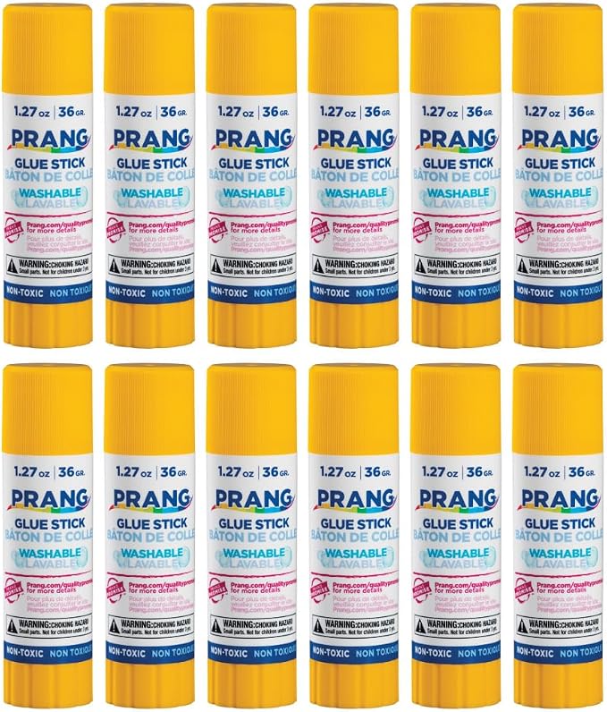 Prang Washable Glue Stick, Clear, 1.27 oz., 12 Count