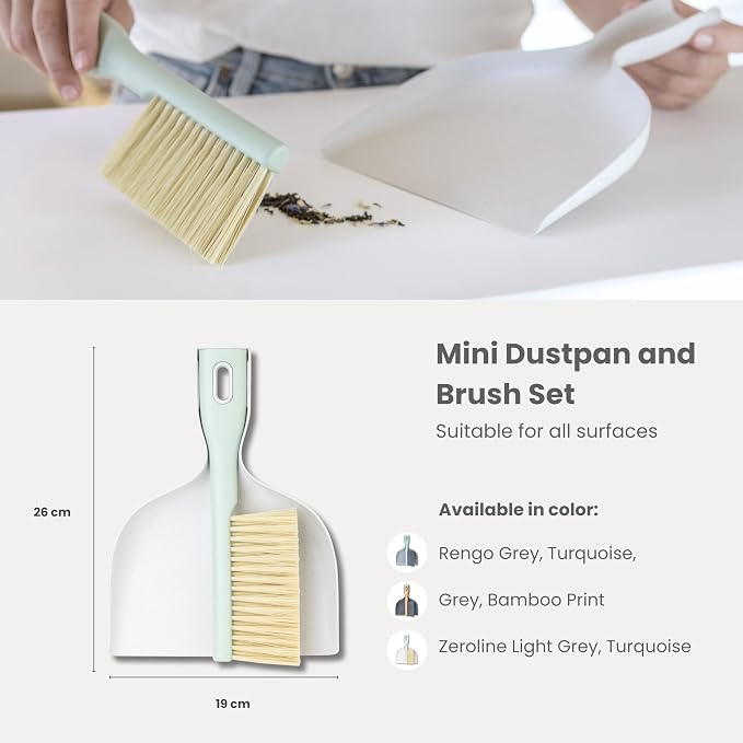 Vigar - Hand Sweeping Set - Includes Brush and Dustpan - ‎19 x 4 x 25.5 cm - ZeroLine - 100% Recyclable Materials - Coupling System - in Grey
