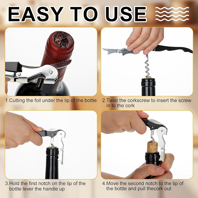 Raiten 100 Pack Waiter Corkscrew Wine Opener Double Hinged Wine Key Bottle Opener with Foil Cutter Heavy Duty Professional Corkscrew for Bartender Server Sommelier (Multicolor)