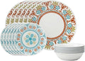 Corelle Terracotta Dreams Dinnerware Set for 6 18 Pieces Dinner Plates, Appetizer Plates, and 18 Oz Bowls Dishwasher, Microwave, and Freezer Safe Proudly Made in the USA