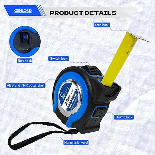Tape Measure 25 ft, 10 Pack Bulk Tape Measure with Fractions 1/8 Easy Read Measuring Tape Retractable Steel Measuring Tape (25 ft x 1 in)