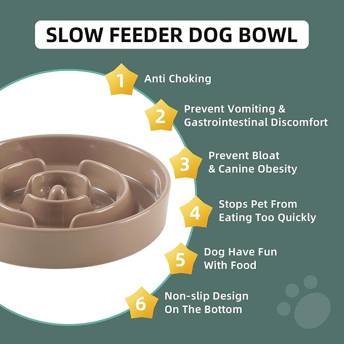 Havniva Dog Bowls Slow Feeder, Ceramic Slow Feeder Dog Bowls for Fast Eater | 1.6 Cups Dog Food Bowl Puzzle Feeder, Slow Feeding Bowls for Medium Breed, Non-Slip Base, Anti-Choking