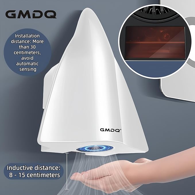 Electric Hand Dryer for Home Bathroom, 1600W Touchless Electric Hand Dryer with Fast Drying, Low Noise, with No-Drill Installation, Compact Automatic Sensor Dryer for Home, Kitchen, Hotel (Black)
