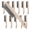 ZOENHOU 24 Pieces10 Inch Wire Brush Wooden Handle, Multi-Purpose Wire Scratch Brush, Wire Brushes for Cleaning Welding Slags and Rust