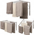 Smartsome | Wall Mounted | Clothes Drying Rack | 30" Wide | 20 Linear Feet Capacity | 8 Smooth Round Stainless Steel Rods | 60 lb Capacity | Fully Assembled | Compact Sturdy Space-Saving Design