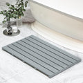 Bamboo Wooden Bath Floor Mat for Luxury Shower - Non-Slip Bathroom Waterproof Carpet for Indoor or Outdoor Use (Bluish Grey,31.3 x 18.1 x 1.5 Inches)
