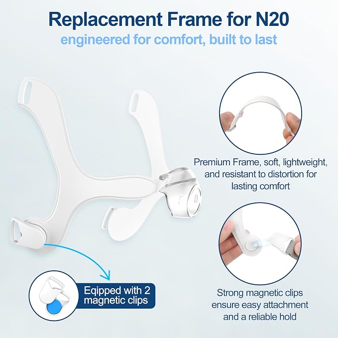 Upgraded Supplies for Airfit N20, Includes Head Strap, Frame, Nasal Cushion(M), Softer Nose Touching for Airtouch N20 Users, Secure Seal & Enhanced Comfort CPAP Supplies by MEDICOLOR, Medium