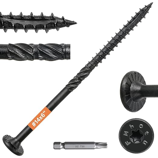 #14 x 6 Wood Structural Lag Screws | 108Pcs Star Drive Decking Wood Screws, Rust Resistant Timber Screws for Timber/Log/Landscaping Wood