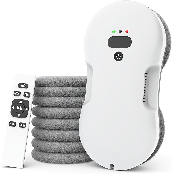 Window Cleaning Robot, Automatic Window Cleaner Robot with Dual Spray, Edge Detection, Intelligent Path Planning, 3000pa Strong Suction, Anti-Drop Protection for Glass