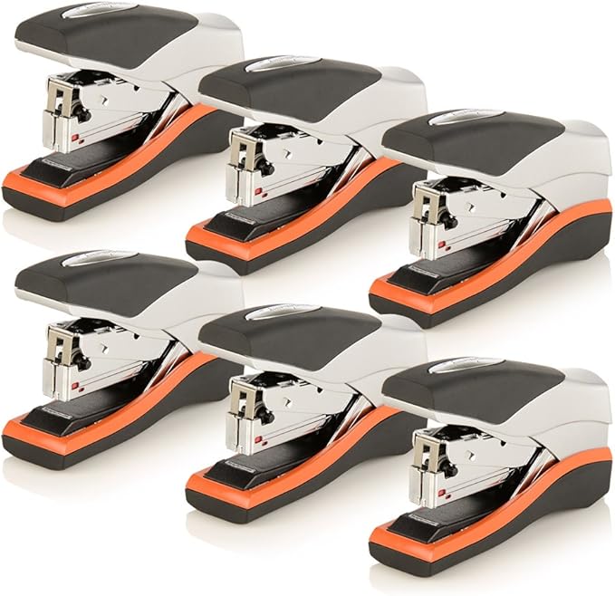Swingline Stapler, Half Strip Desktop Stapler, 40 Sheet Capacity, Low Force, Compact Size, Office, Desk, Optima 40, Orange/Silver/Black, 6 Pack (87842) (S7087842-CS)