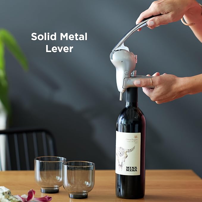 Rabbit Lever Corkscrew Wine Opener with Built-In Foil Cutter – Easy-to-Use Manual Wine Bottle Opener for All Cork Types, Ergonomic Design for Effortless Uncorking