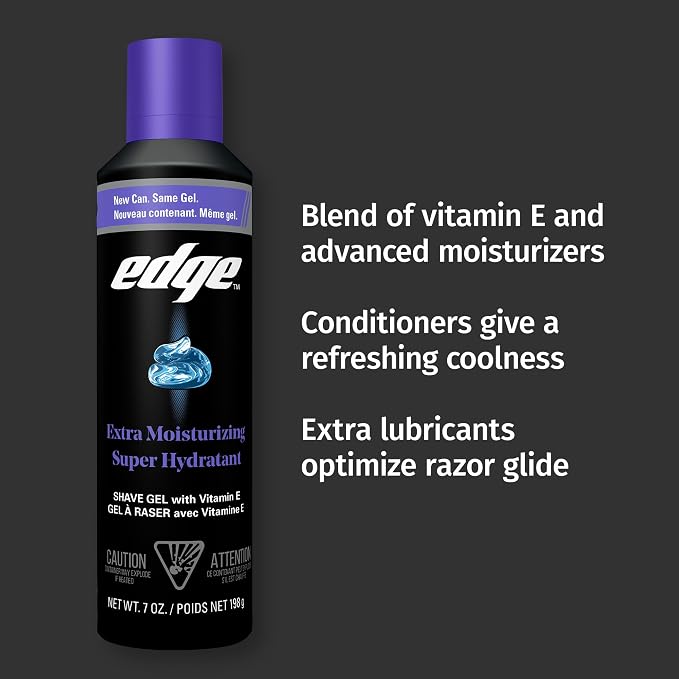 Edge Shaving Gel for Men, Extra Moisturizing with Vitamin E, (6 Pack) - Shave Gel For Men That Moisturizes, Protects and Soothes To Help Reduce Skin Irritation