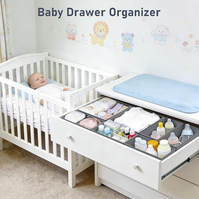 DIMJ Drawer Organizer Clothes- 26 Pack Baby Dresser Organizer for Nursery, Small Fabric Closet Drawer Organizer Bins for Underwears Socks, Foldable Storage Dividers Organization for Bedroom
