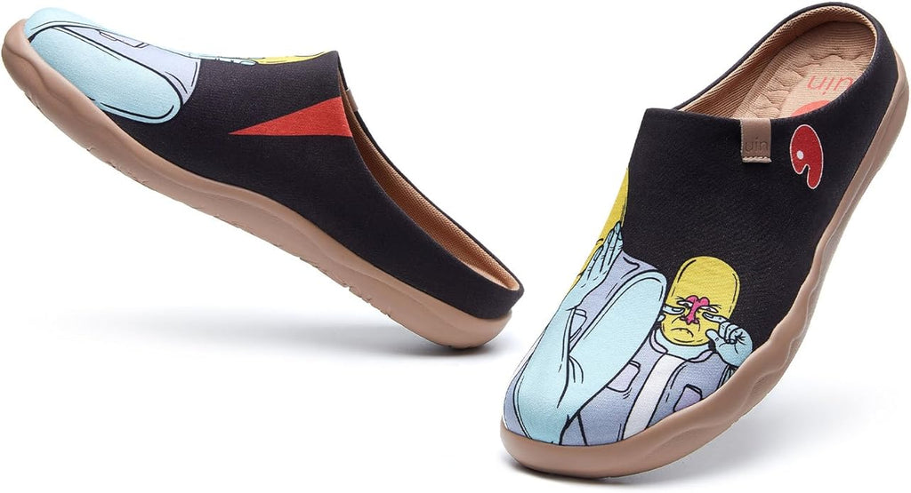 UIN Men's Mules Slipper Loafers Lightweight Mules Walking Casual Clogs Comfort Household Slip Ons Art Painted Travel Shoes Malaga Marine World