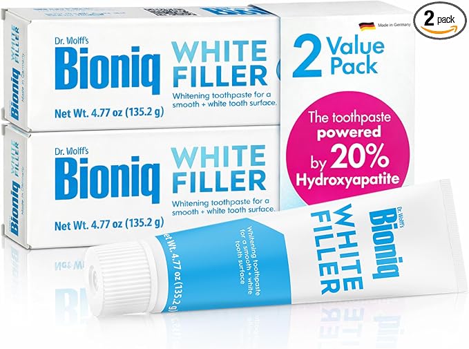 Bioniq White Filler Whitening Toothpaste 4.77 Oz | 20% Hydroxyapatite Teeth Whitening fomula, fluoride free, Clinically Tested Expert for Enamel and Gum Care, 4.77 Oz 2 Pack