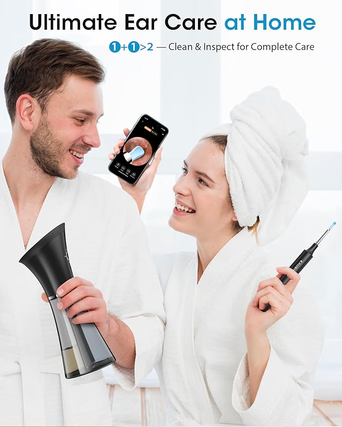 KAUGIC Ear Wax Removal Kit with Camera – Ear Cleaner Tool for Safe & Effective Ear Care – Includes Ear Camera for Visual Inspection & Gentle Ear Irrigation System – Complete Ear Cleaning Solution | Complete Ear Cleaning Kit, Visual, Waste Collection Ta...