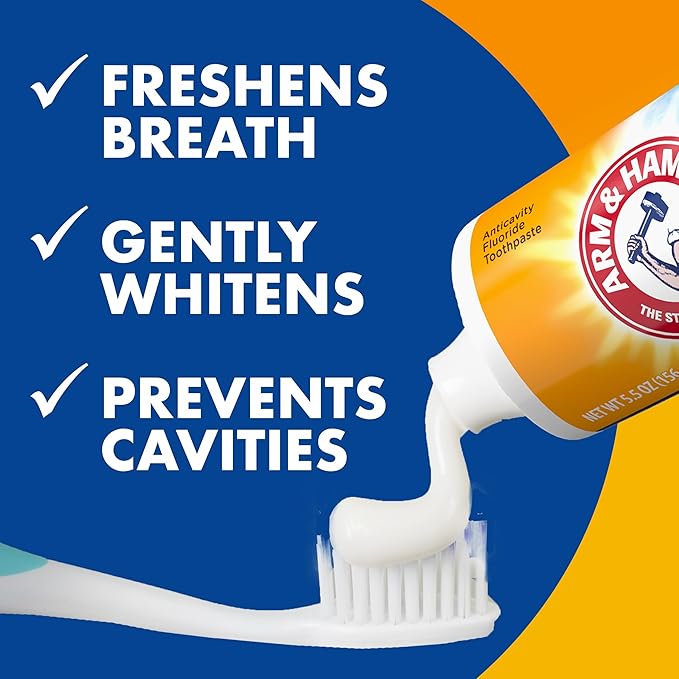 ARM & Hammer Toothpaste Plus TheraBreath Breath Fresheners, ICY Mint Flavor, Teeth Whitening Toothpaste, Anticavity Fluoride for Bad Breath, 5.5 Oz (Pack of 2)