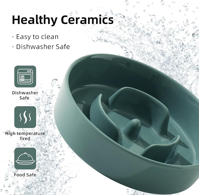 Havniva Dog Bowls Slow Feeder, Ceramic Slow Feeder Dog Bowls for Fast Eater | 0.9 Cups Dog Food Bowl Puzzle Feeder, Slow Feeding Bowls for Small Breed, Non-Slip Base, Anti-Choking