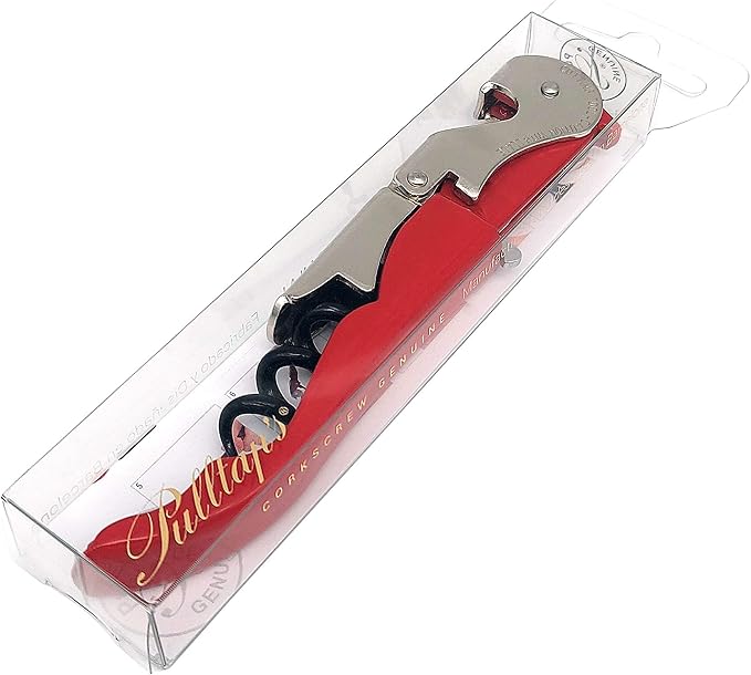 Pulltap's Genuine Slider 900 Waiter's Corkscrew – Double-Hinged Wine Key with Sliding Foil Cutter – Patented Design – Made in Spain – Rojo (Red)