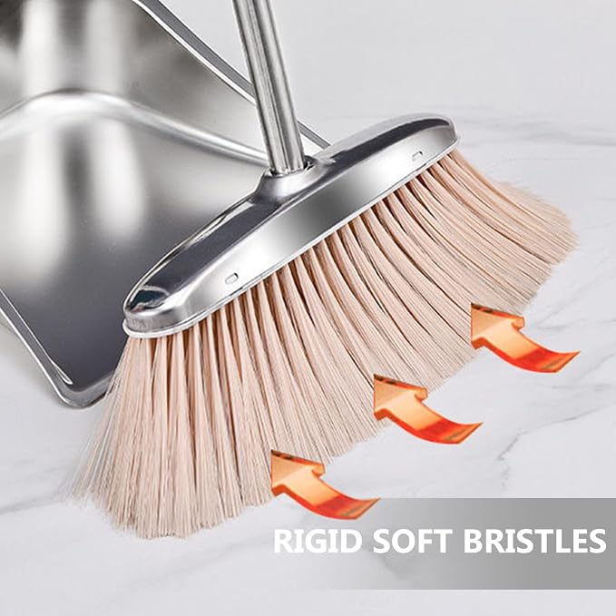 Healifty -Handled Broom Handle for Efficient Floor Cleaning Home Kitchen and to Use for Pet Hair and Dust Removal