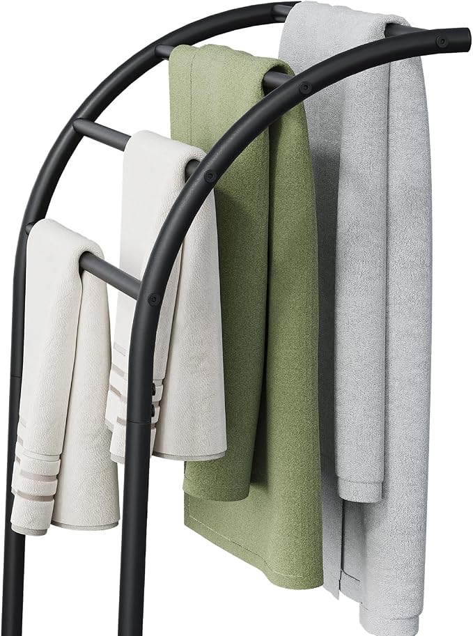YINMIT Free Standing Towel Rack, Pool Towel Rack Outdoor, 4 Tier Towel Racks for Bathroom, Metal Blanket Rack, Blanket Display and Towel Drying Rack