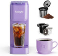 Tastyle Single Serve Coffee Maker Hot and Iced with Bold Brew, Up to 16 Oz | for K Cup and Ground, Fits 7.3'' Travel Mug, 5 Cup Sizes, Compact for Office, RV& Hotel, K320, 3.0 Version, Purple