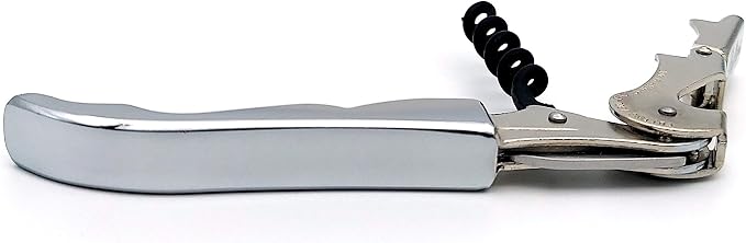 Pulltap's Genuine Classic 500 Waiter's Corkscrew – Double-Hinged Wine Key with Hinged Foil Cutter – Patented Design – Made in Spain – Chrome (Cromado)