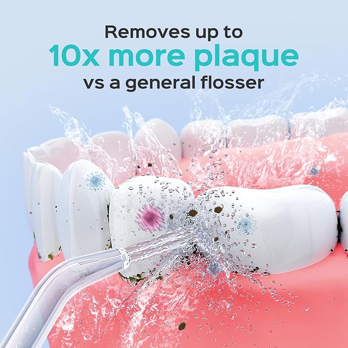 COSLUS E1 Electric Water Flosser for Teeth: Professional Dental Pick for Orthodontic, Sensitive Gums, Braces - 12 Pressure Settings & 5 Multi-Functional Tips for Multiple Users, Home Use, White