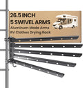 5 Swivel Arms RV Clothes Drying Rack, 26.5-inch Width Ladder Mounted Clothes Drying Rack, All Metal, Foldable Design, RV Must Have for MotorHomes, Fifth Wheels, Trailers | All Metal 5 Swivel Arms