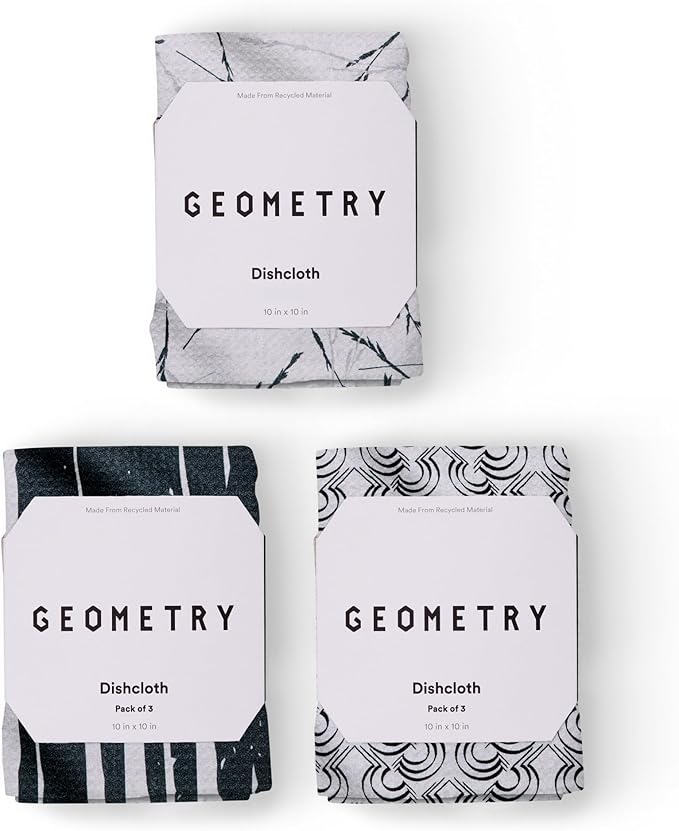 GEOMETRY Kitchen Dish Cloths - Quick Dry Dishcloths for Kitchen - Premium Dish Rags with Geoweave - 3-Pieces Night Reeds