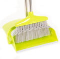 Hub City Industry Heavy Duty Broom and Dustpan Combo Set with Commercial Long Handle for Lobby, Home, Office, Cleaning Supplies, Upright Grips Sweep Set with Broom for Floor Cleaning, Green
