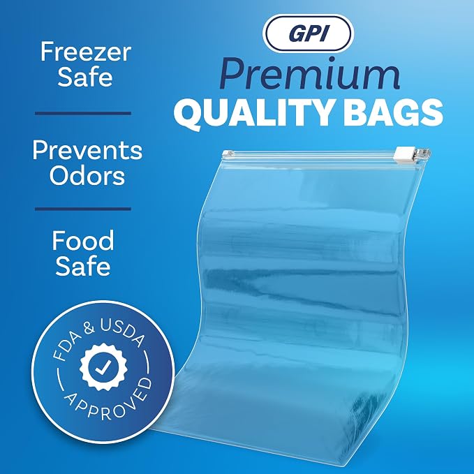 1000 Count - Slider Zip Food Storage Bags, 8" x 10" (1/2 Gallon) 3 Mil Heavy Duty, Strong & Durable For Freezer Storage, For Sandwiches, Snacks & More. GPI