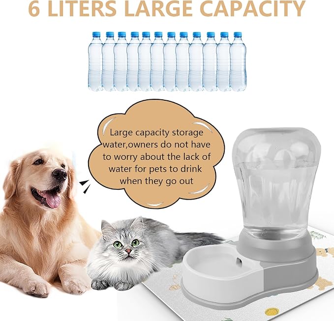 STALTWO 1.6 Gallon Automatic Dog Water Dispenser, Non-Slip Mat, BPA-Free | Pet Water Dispenser, Large Capacity Water Feeder for Cats and Dogs, Refill Less Often