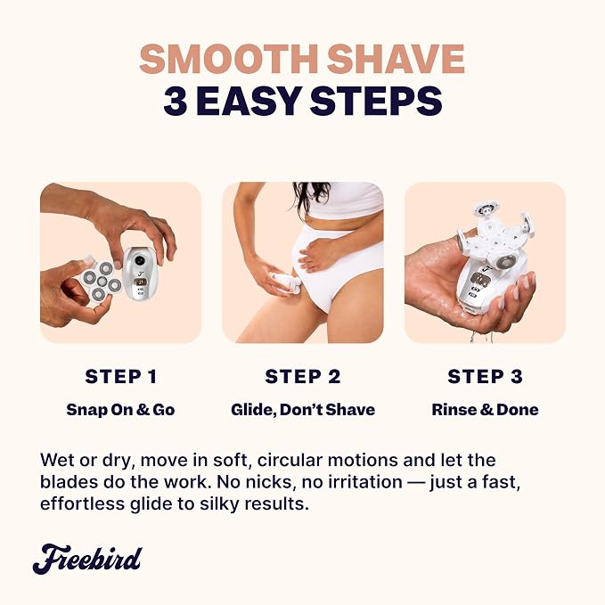 Freebird FlexSeries Electric Razor for Women - Silk Smooth Legs, Body Hair, & Pubic Shaver - for Private Area, Sensitive Skin, Bikini Trimmer
