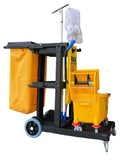 Simpli-Magic Janitorial Cart, 330 lbs Capacity – 3-Shelf Commercial Housekeeping Cleaning Cart on Wheels, 25 Gallon Bag with Lid – Stable, Smooth Movement
