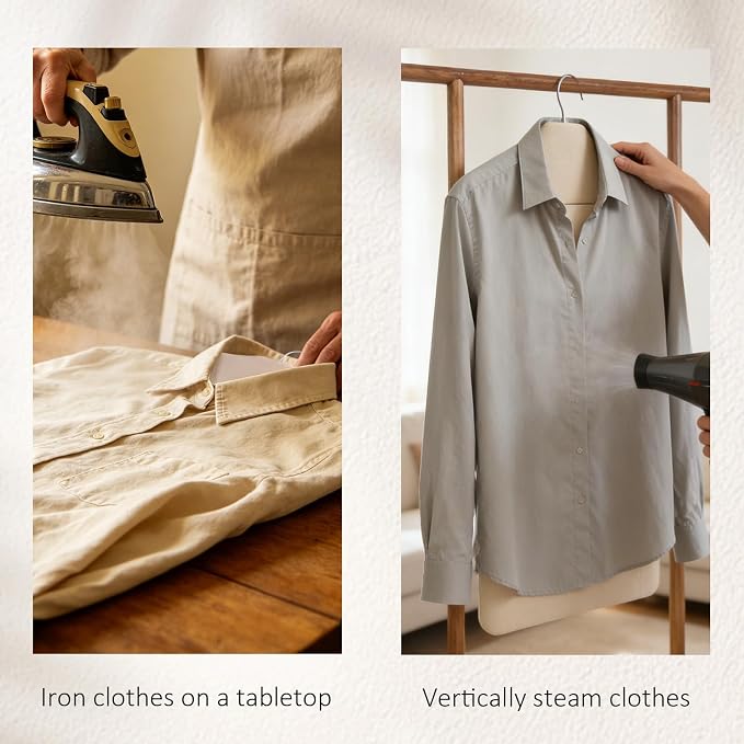 Foldable Steam Board with Ironing Glove 32" x 16" Steamer Board for Clothes 360° Rotating Hook for High Pressure Steaming Clothes Hanging Ironing Board Standing Steamer for Home Travel Use